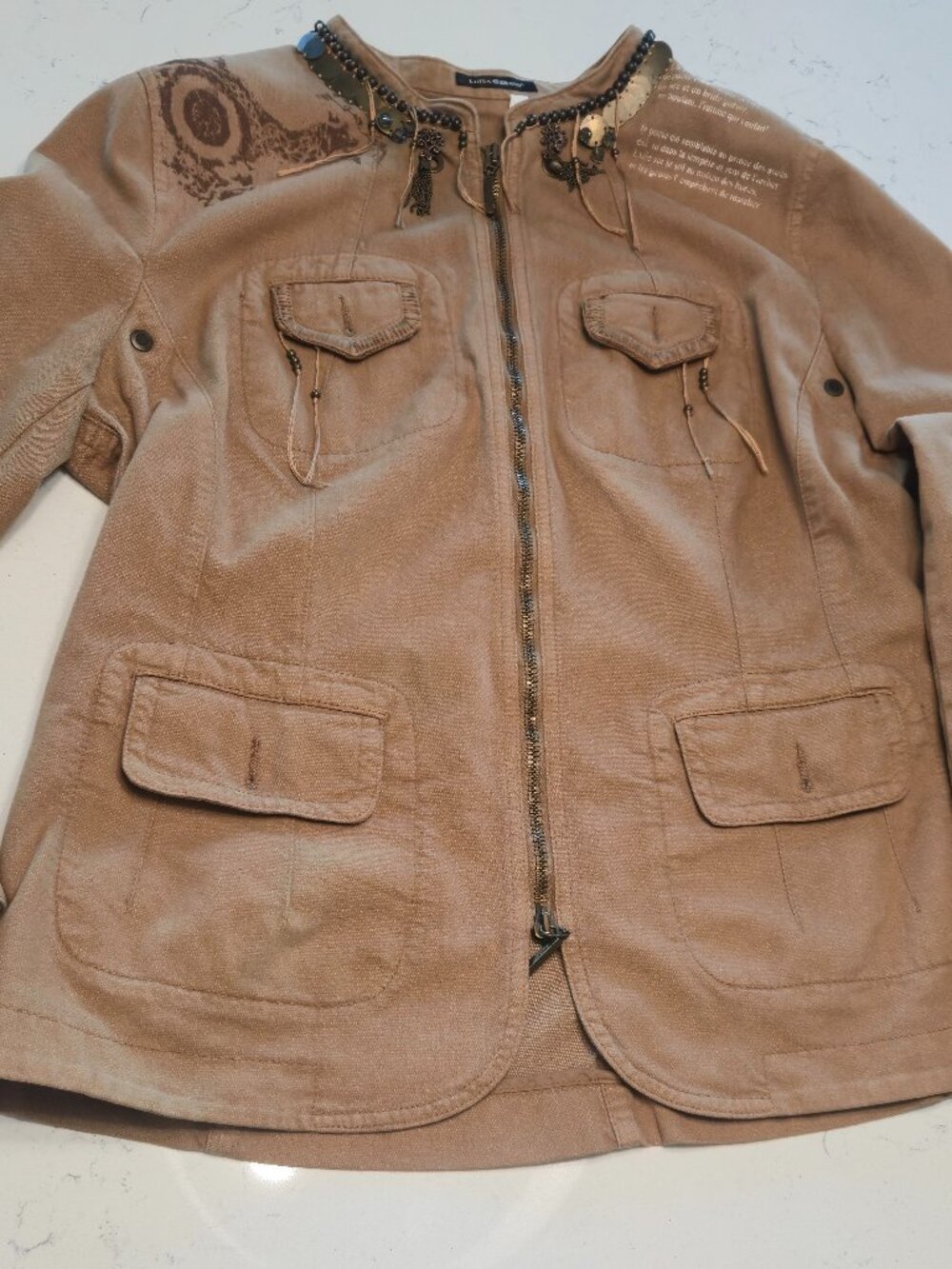 Luisa Cerano Embellished Utility Jacket – Size 14 (USA)